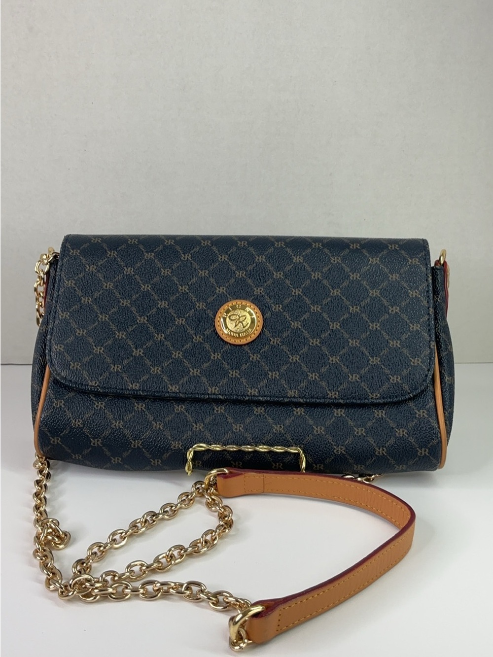 Rioni Signature Navy Blue ELLE Evening Bag Clutch.